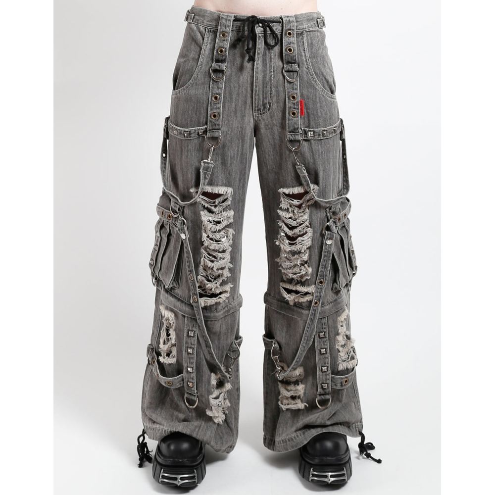Tripp NYC - Shredder Denim Strap Wijde broek - Zwart